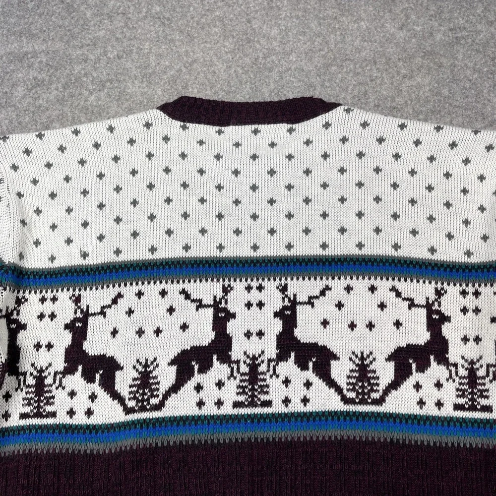 VTG Rob Winter Sweater Mens XL Reindeer Snowflakes Trees Grandpa‎ Cabin Core